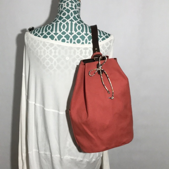 THREAD & WHISK Brick Color Canvas & Leather Two Bottle Sling Tote USA Made